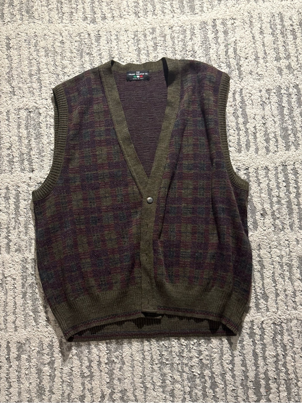 The Italian sweater Co green plaid sweater vest L